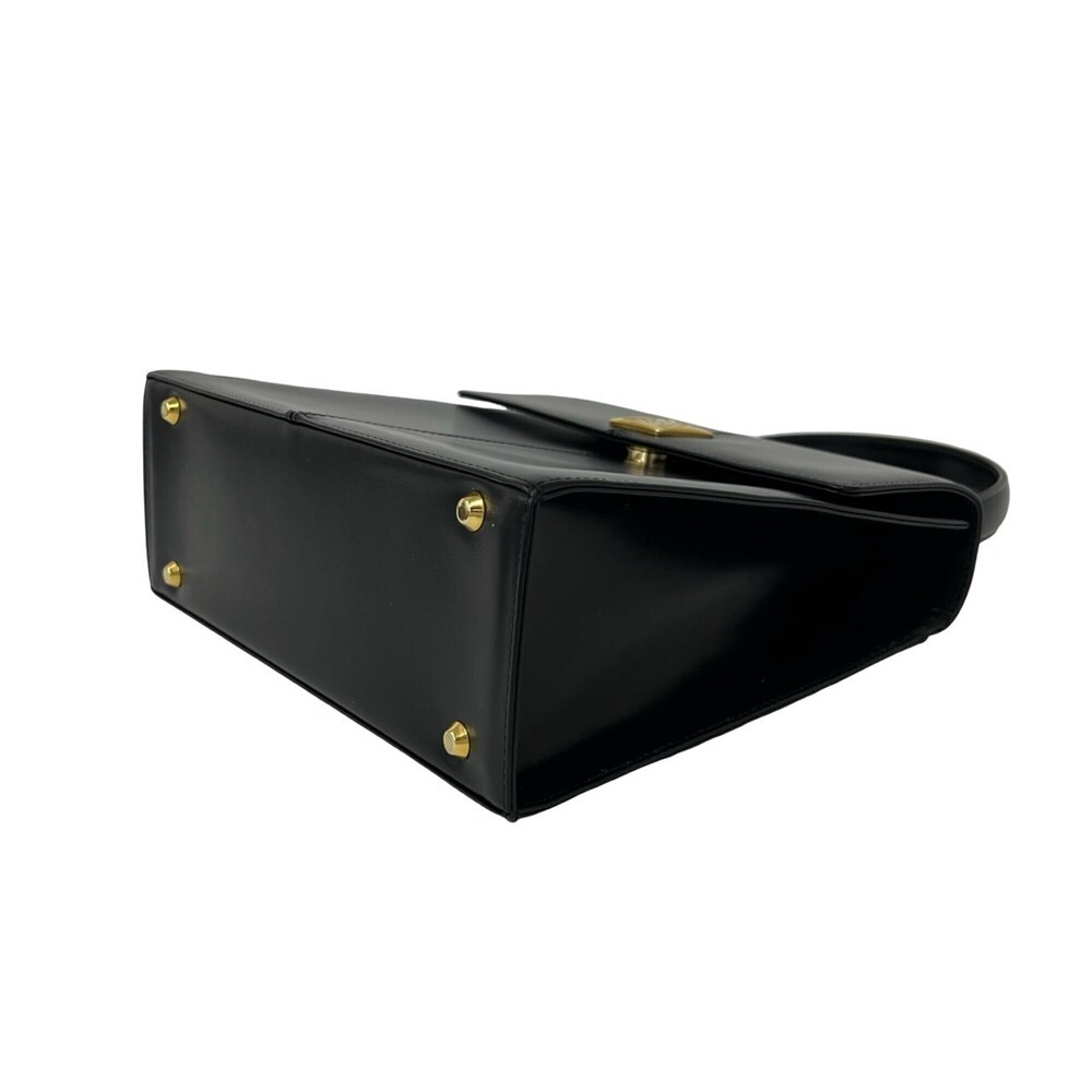 YVES SAINT LAURENT Vintage YSL Logo Hardware Leather Handbag Black 3024b - Picture 8 of 10